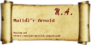 Mallár Arnold névjegykártya