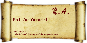 Mallár Arnold névjegykártya